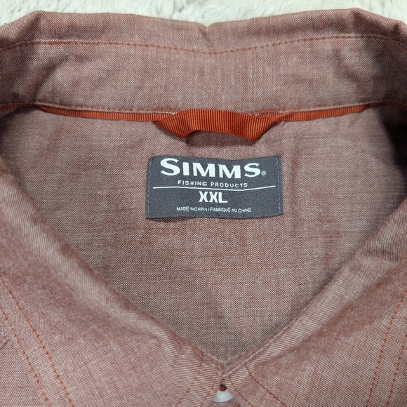 Simms Shirt Mens XXL Red Rust Notellum Western Pearl Snap Fishing Light - Picture 4 of 9
